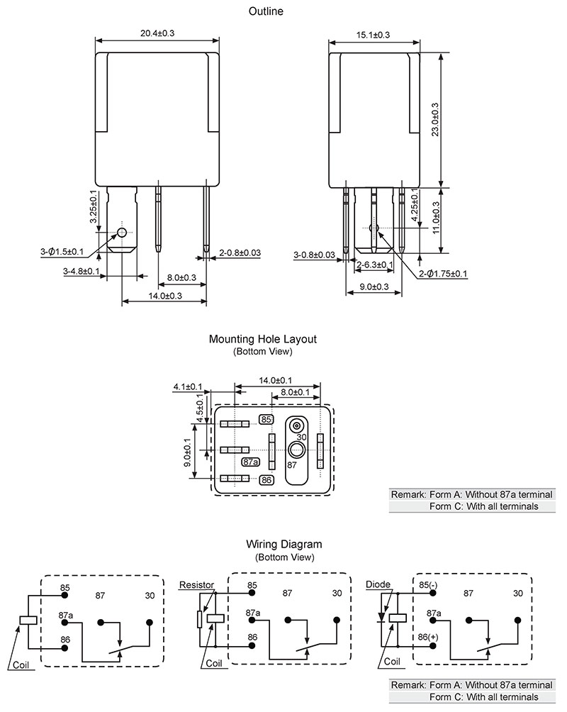hke 4133w 12v 24vdc 1 form a and c contact miniature heavy duty general purpose automotive relay 2