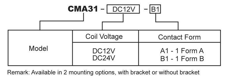 hke cma31(a1_b1) 12v 24vdc 1 form a and b contact automotive relay 3