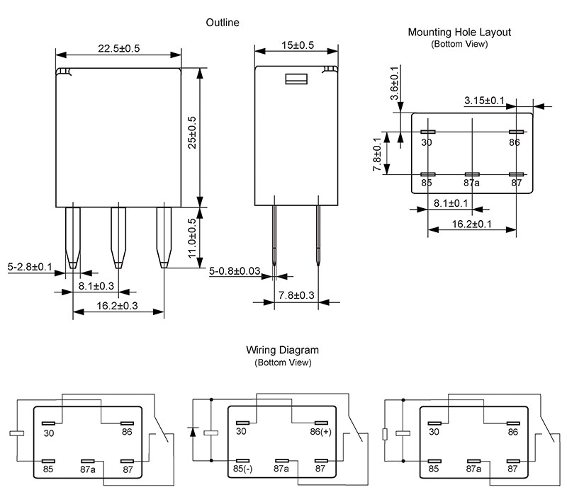 hke cma34 12v 24vdc 1 form a and c contact microminiature automotive relay 2