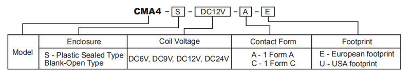 hke cma4 6v 9v 12v 24vdc 1 form a and c contact general purpose automotive relay 4