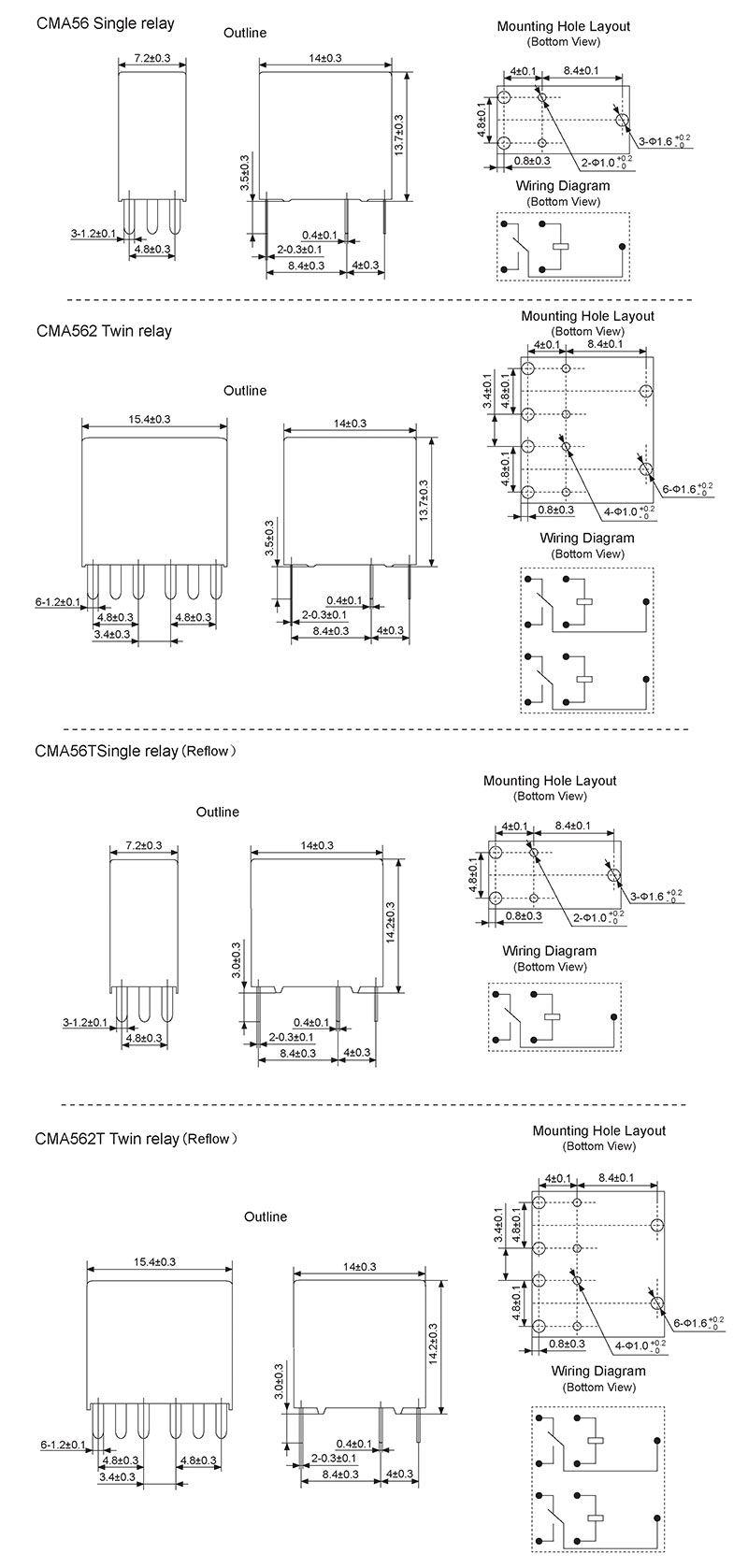 hke cma56_562 6v 9v 12v 24vdc 1 form c contact miniature automotive relay 2