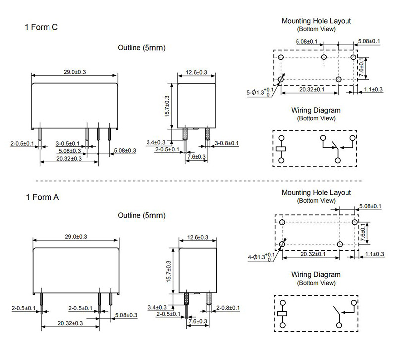 hke hcp1 5v 6v 9v 12v 24v 48vdc 1 form a and c contact low profile power relay 6