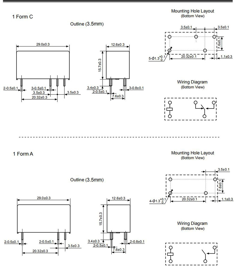 hke hcp1 5v 6v 9v 12v 24v 48vdc 1 form a and c contact low profile power relay 7