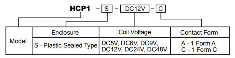 hke hcp1 5v 6v 9v 12v 24v 48vdc 1 form a and c contact low profile power relay 8