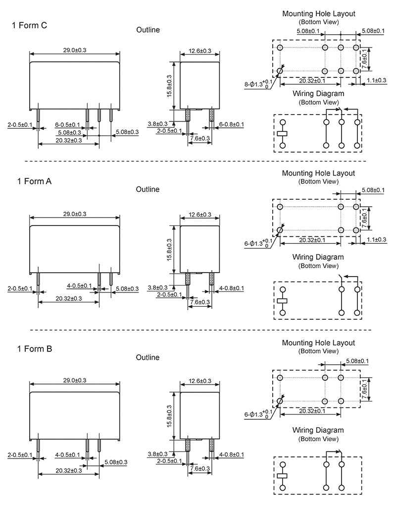 hke hcp3 5v 6v 9v 12v 24v 48vdc 1 form a and b and c contact low profile power relay 6