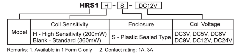 hke hrs1 3v 5v 6v 9v 12v 24vdc 1 form c contact microminiature signal relay 6