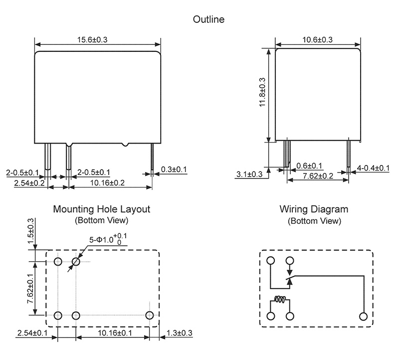 hke hrs1k 3v 5v 6v 9v 12v 24vdc 1 form c contact microminiature signal relay 5