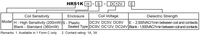 hke hrs1k 3v 5v 6v 9v 12v 24vdc 1 form c contact microminiature signal relay 6