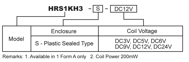 hke hrs1kh3 3v 5v 6v 9v 12v 24vdc 1 form a contact microminiature power relay 6