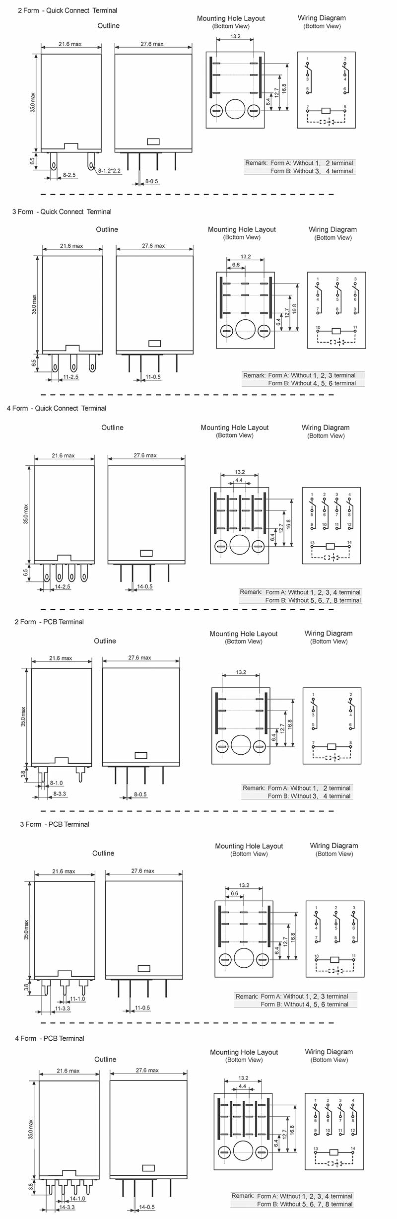 hke lt 2 form a and b and c 3 form a and b and c 4 form a and b and c contact various terminals power relay 2